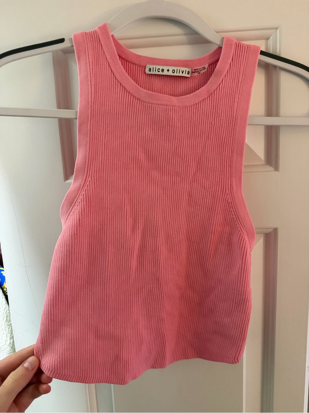 Alice + Olivia Pink Ribbed Sleeveless Tank